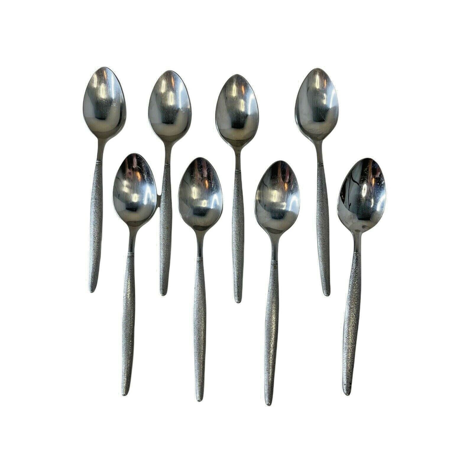 Nasco National Aalborg Teaspoons Stainless Lot of 8 MCM Japan 6 Inches Vintage
