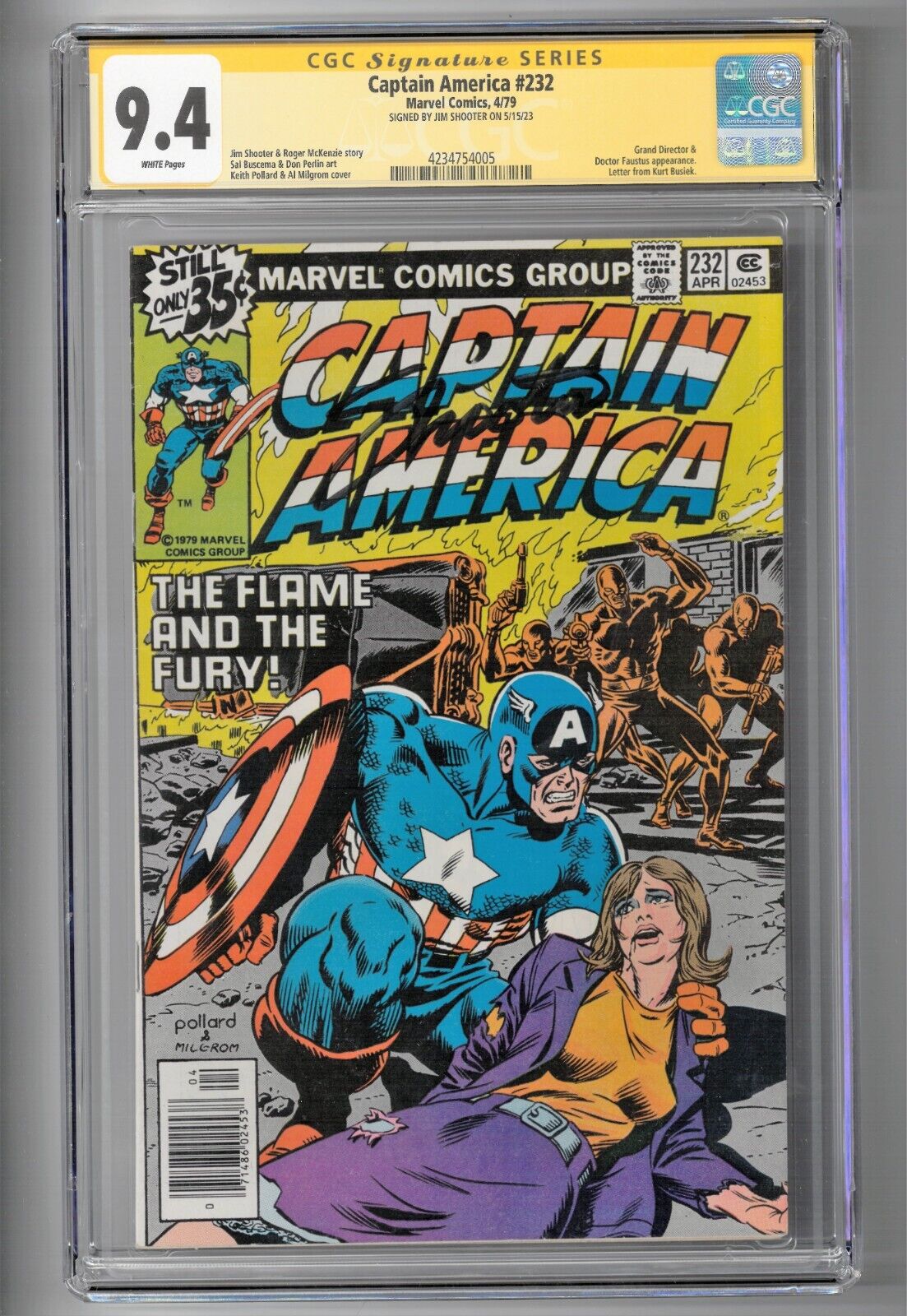 Captain America #232 CGC SS 9.4 (1979, Marvel) Peggy Carter, Signed Jim Shooter