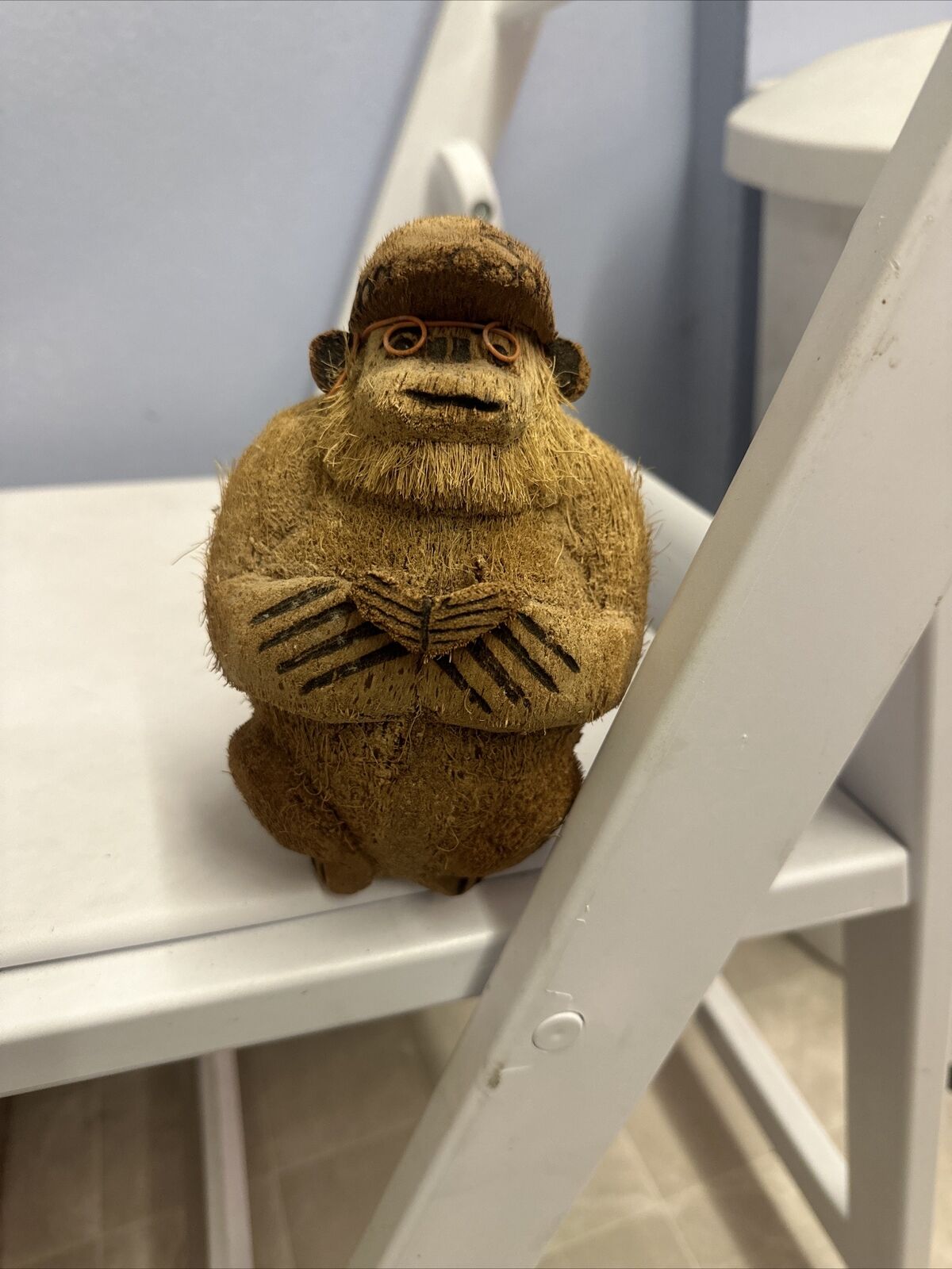 Vintage Handmade coconut  monkey rare from Colombia