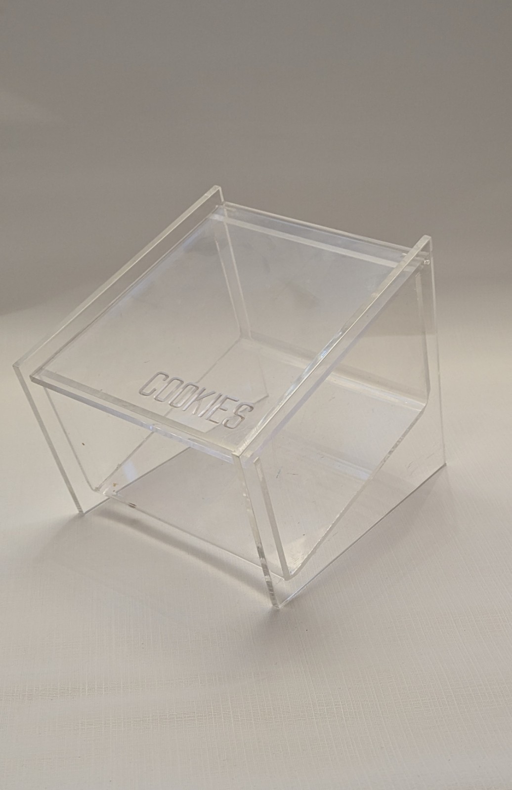 Vintage Lucite MCM Acrylic Countertop Cookie Display Bin Hinged Lid Bakery Diner