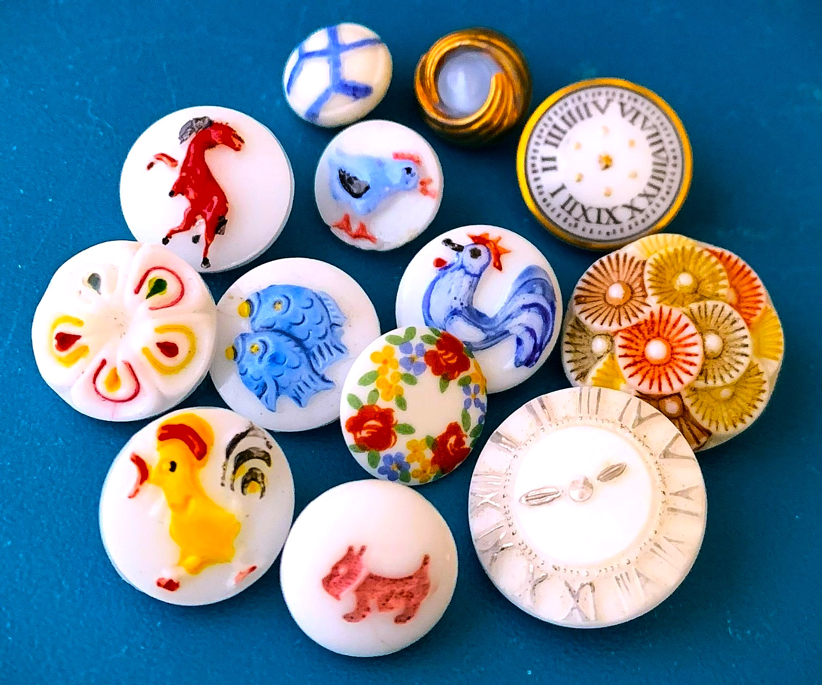 Vintage Glass Picture Buttons