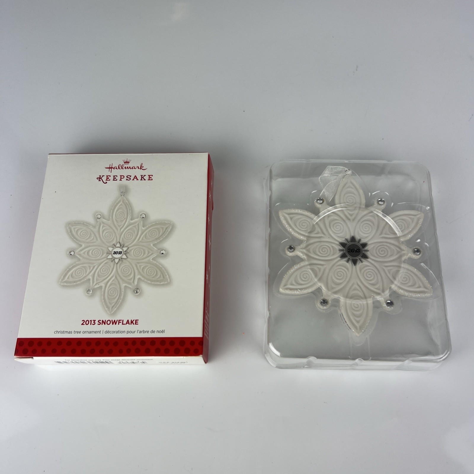 Hallmark Keepsake 2013 Snowflake Bisque Porcelain Rhinestone Christmas Ornament