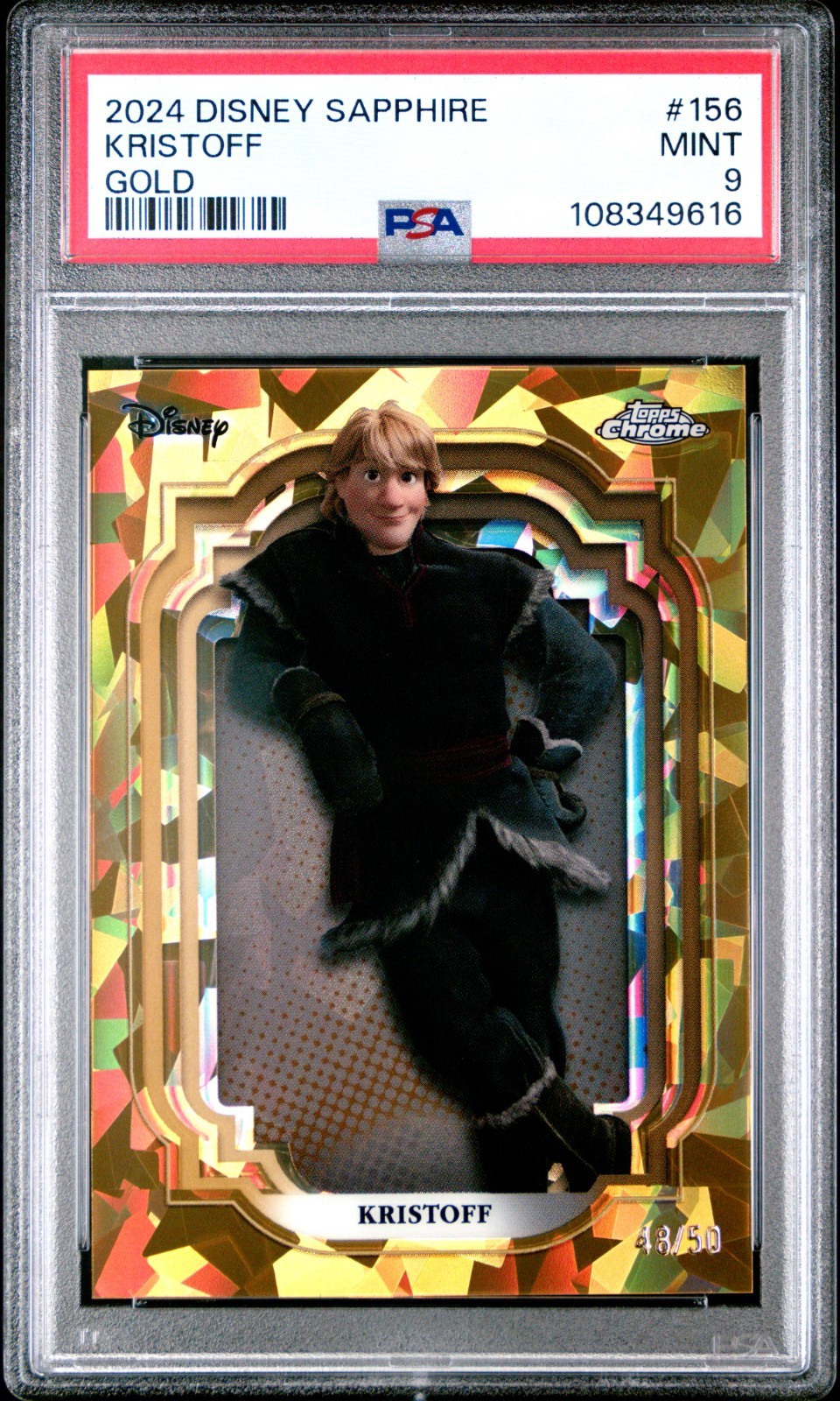 2024 TOPPS CHROME DISNEY SAPPHIRE KRISTOFF GOLD REFRACTOR SP /50 PSA 9 FROZEN