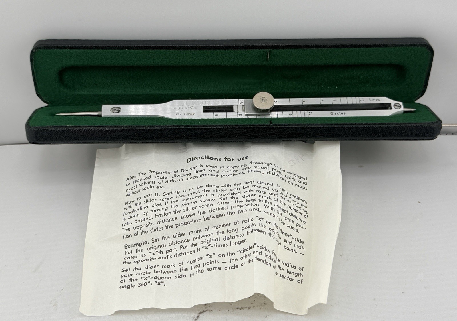 Alvin Proportional Dividers 450 Vintage Drafting Tool 8” Germany - Original Box Alvin Proportional Dividers 450 Vintage Drafting Tool 8” Germany - Original Box