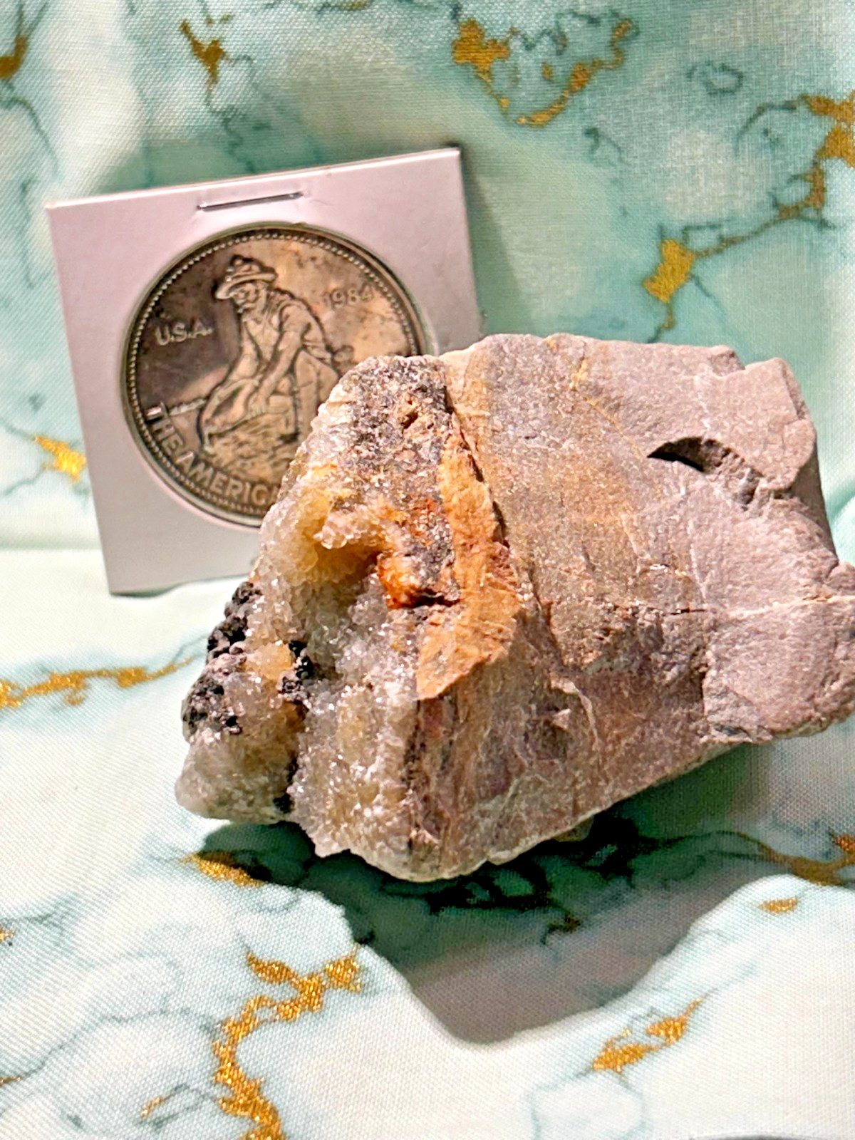 Bessie G Mine Gold & Tellurides in Vuggy Quartz – Colorado Mineral Specimen