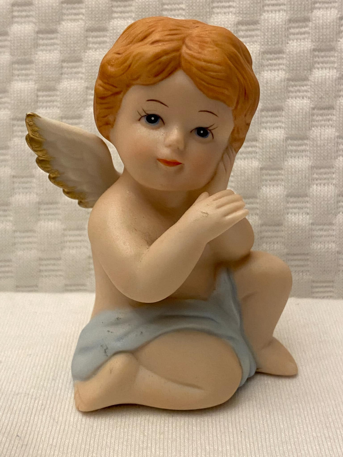 Vintage Homco Heavenly Cherub Angel Figurine #1430 Home Interiors Angel W/ Blue