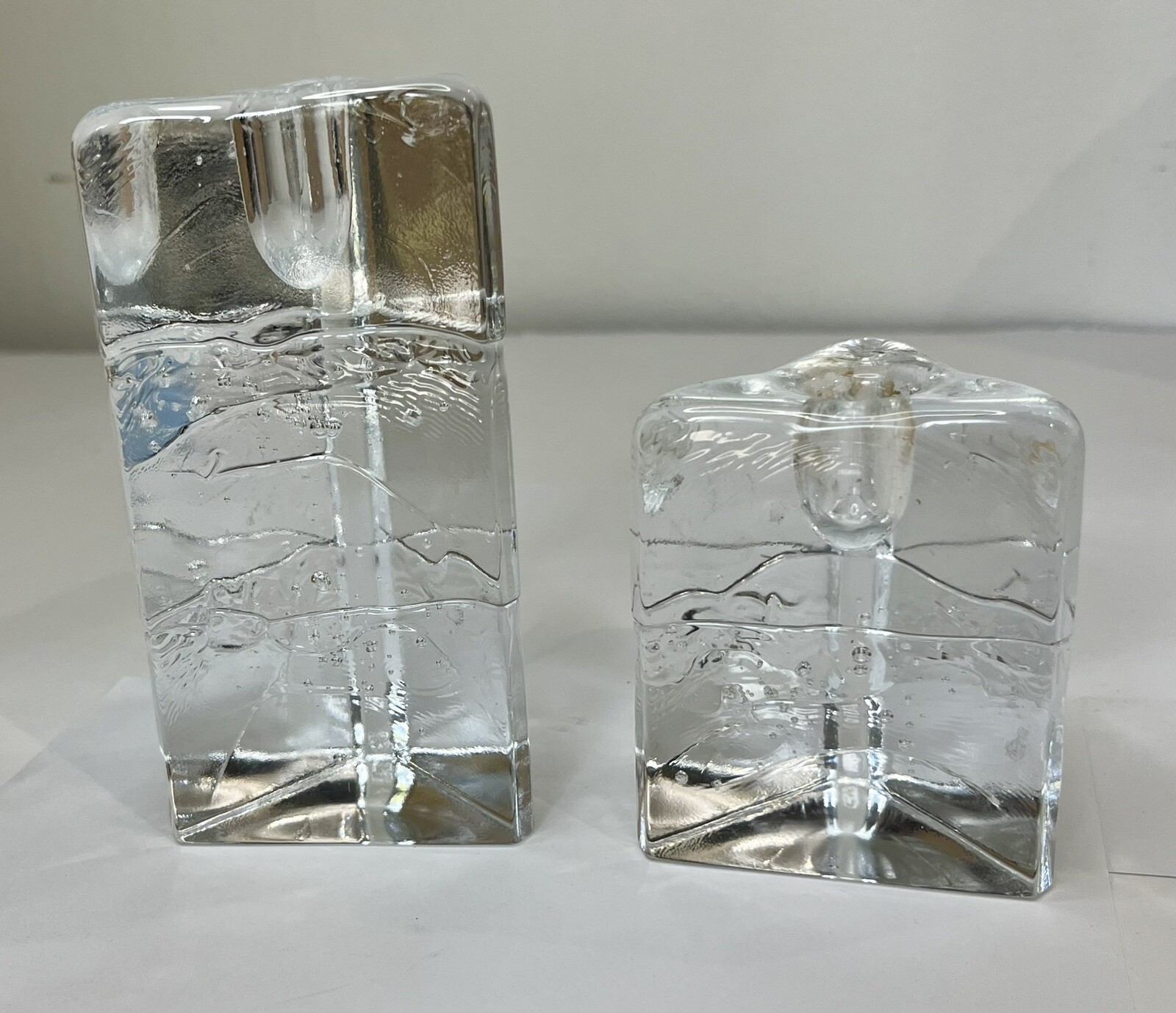 Timo Sarpaneva Arkipelago Candlestick Holders Set Of 2 Iittala Finland Glass Art