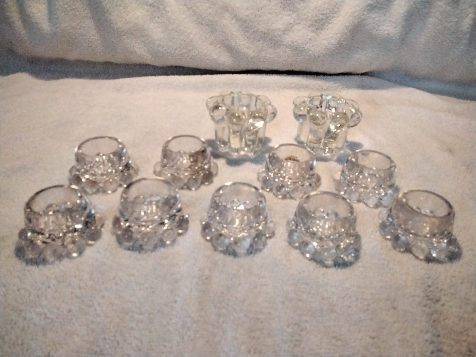 9 Vintage Candlewick Clear Glass Open Salt Cellars