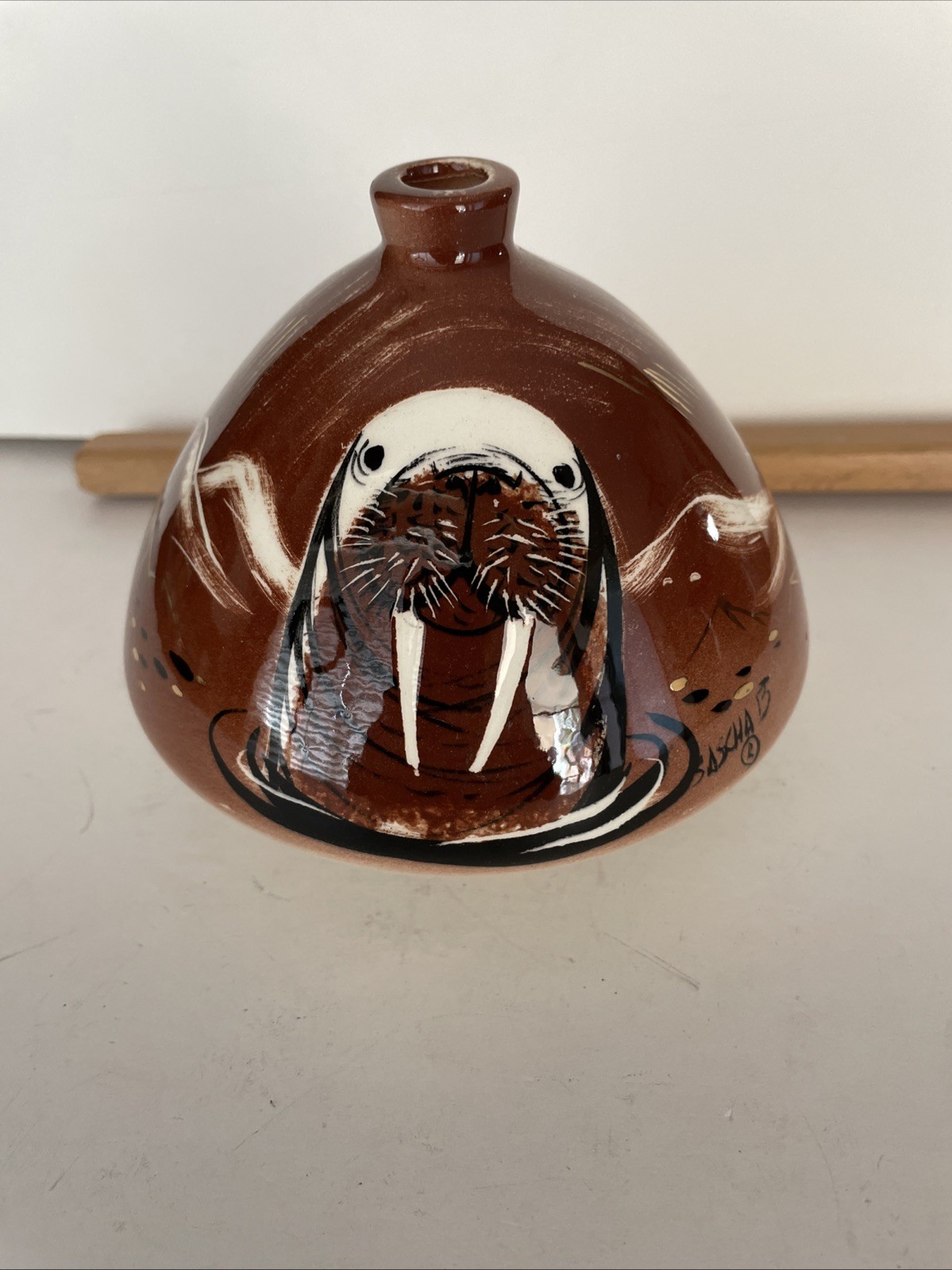 Vintage Sascha Brastoff California Chimney Ashtray Incense Burner Painted Walrus