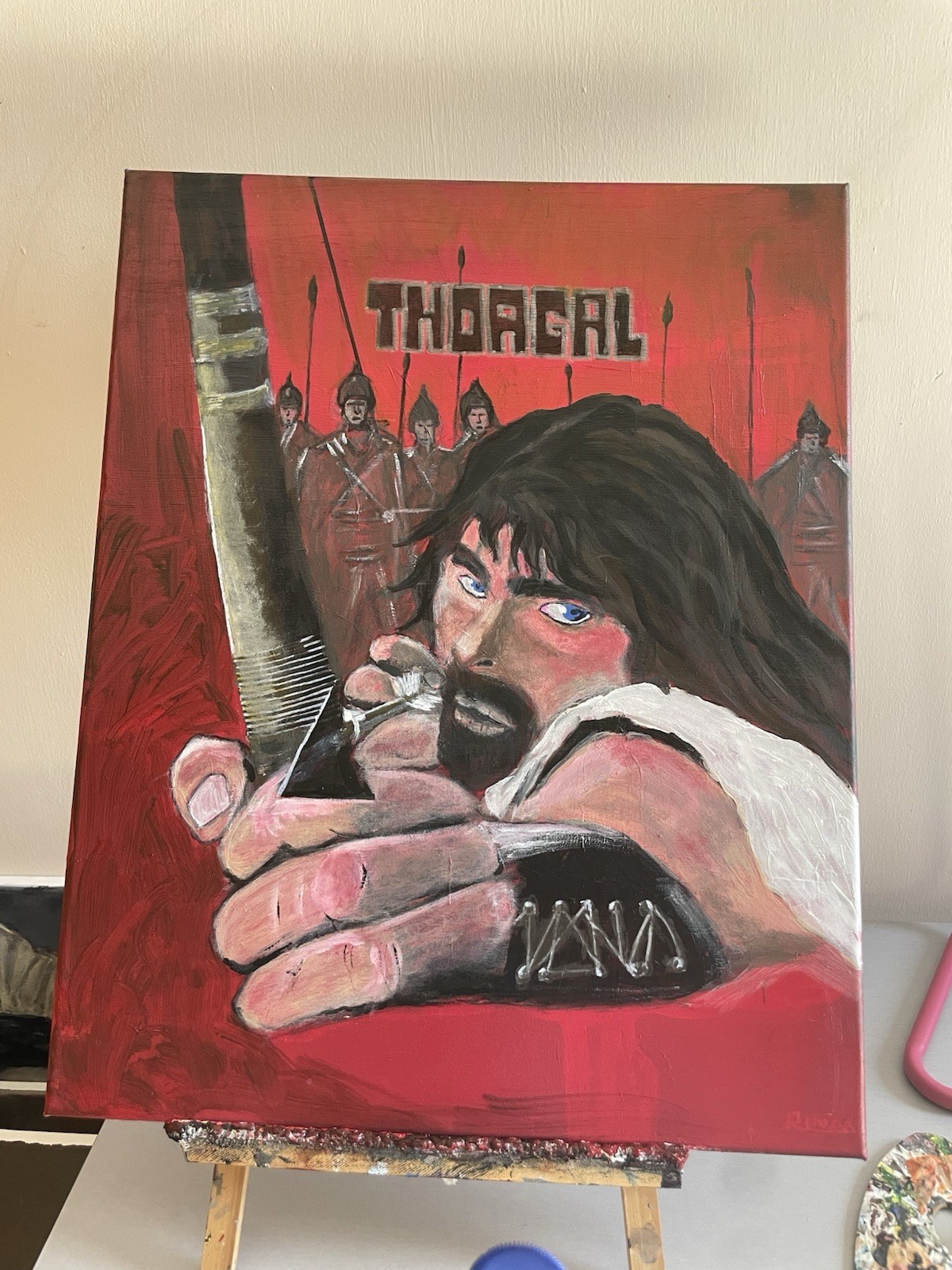 THORGAL THE BARBARÍAN COVER ORIGINAL OIL PAINTING VINTAGE RETRO FAN ART DE COMIC