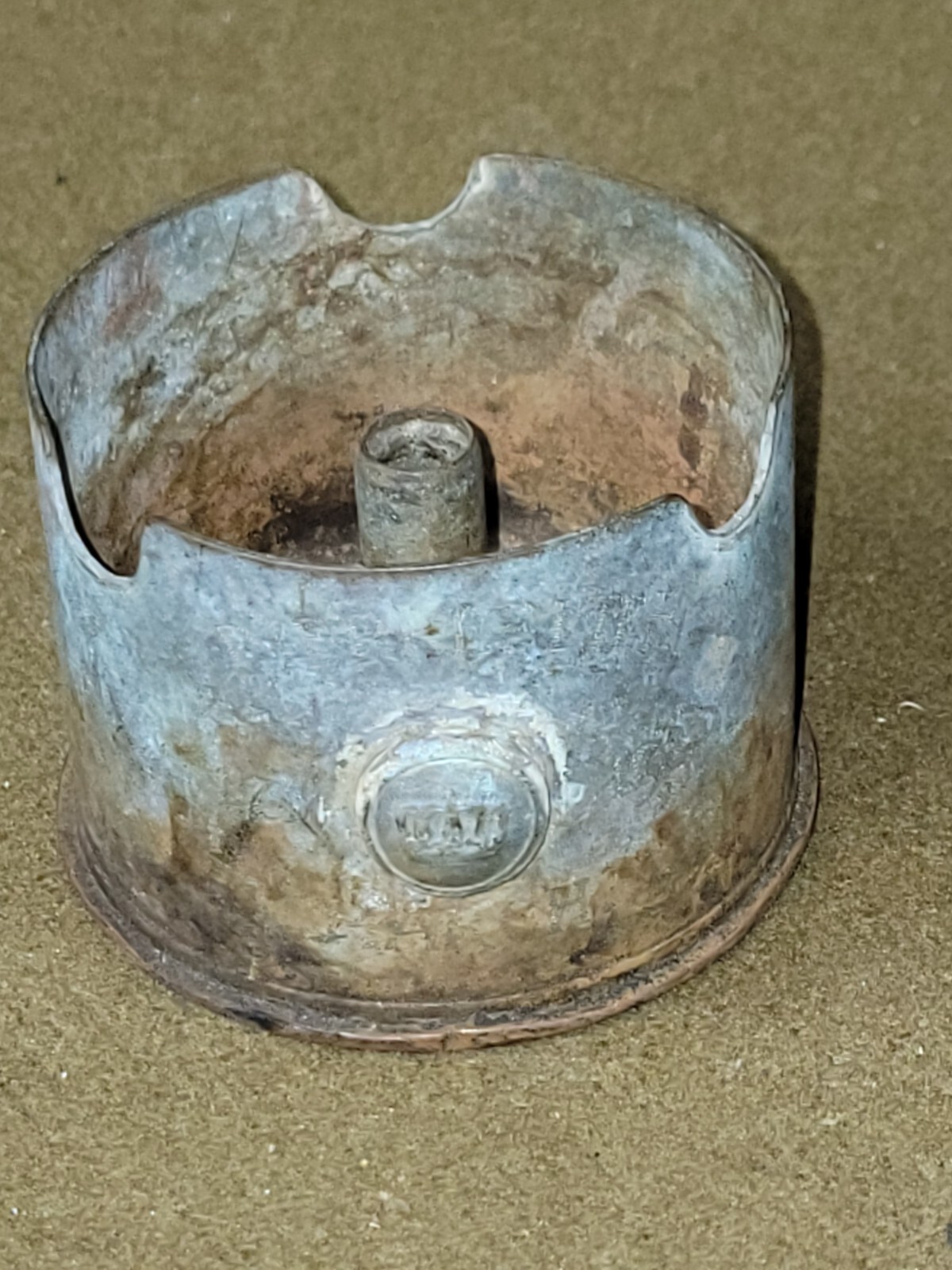 WWI Trench Art Ashtray Etched with Pierrefitte 17, March 1919 WWI Trench Art Ashtray Etched with Pierrefitte 17, March 1919