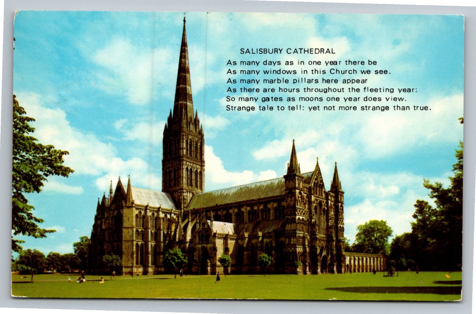Salisbury Cathedral UK Poem Postcard 1970 Posted Apollo 13 Era Salisbury Cathedral UK Poem Postcard 1970 Posted Apollo 13 Era