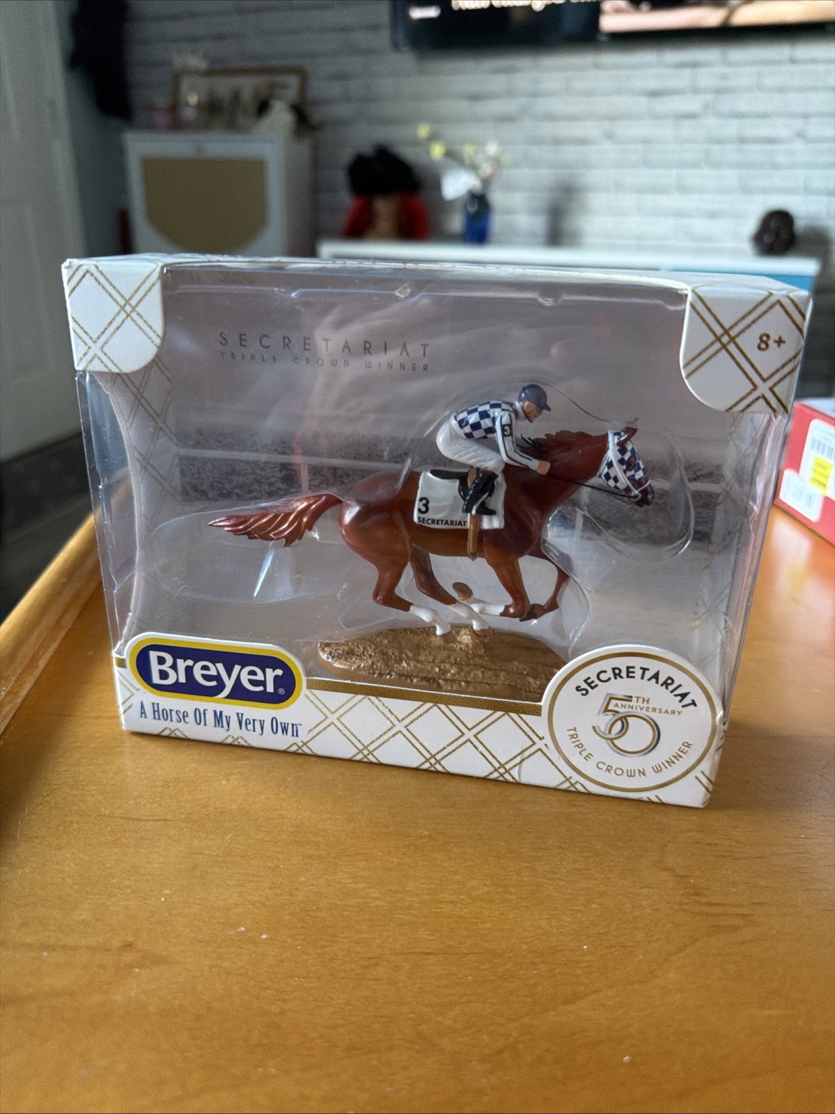 Breyer Secretariat 50th Anniversary Figurine with Jockey Stablemates 97450.NIB