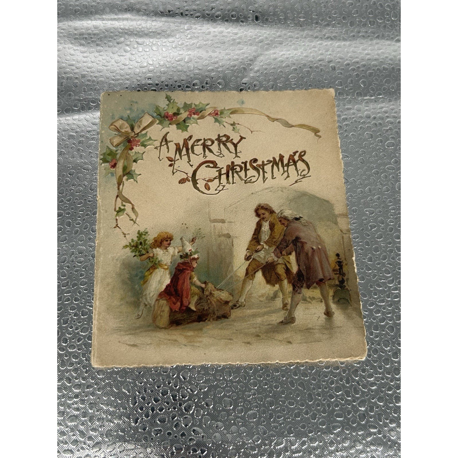 Ernest Nister Yule Log Holly Christmas Booklet No 893 Antique 1890 Ernest Nister Yule Log Holly Christmas Booklet No 893 Antique 1890