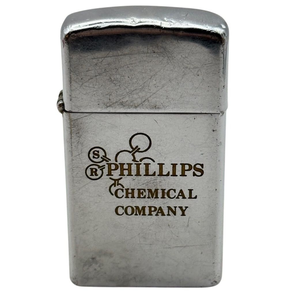 1969 Zippo Slim Phillips Chemical Company Chrome Advertising Lighter For Repair