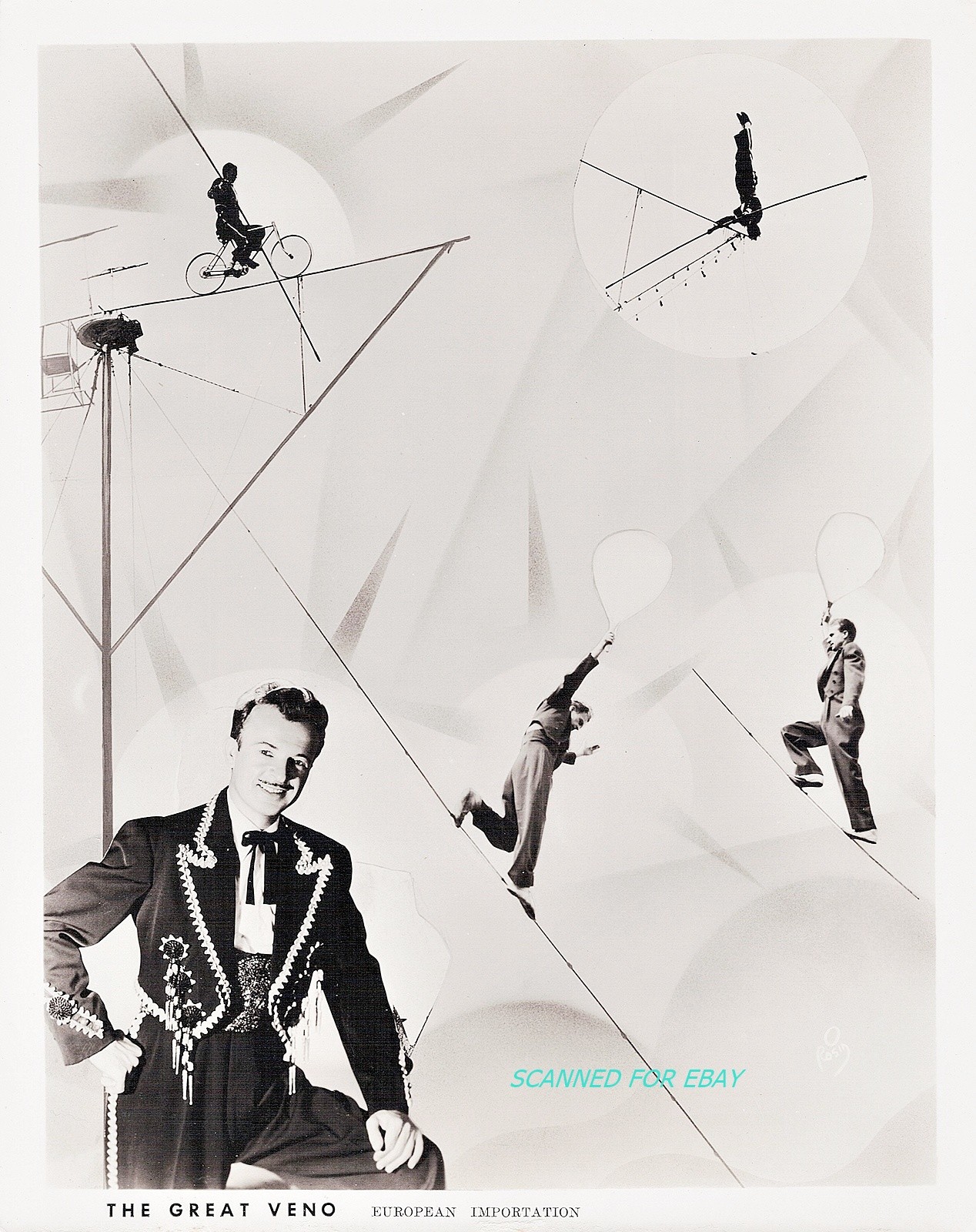 Circus Performer The Great Veno High Wire Acrobat Promotional Photo 8x10