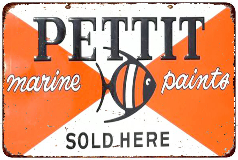 Pettit Marine Paints sold here Vintage Look Reproduction metal sign TIN