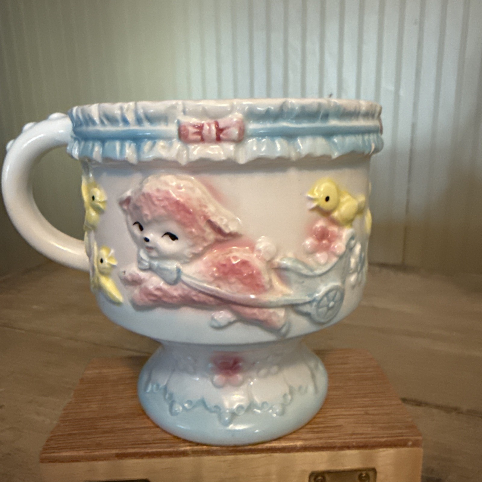 Vintage Ardco Baby Planter Lamb & Birds Japan 5”x 5”