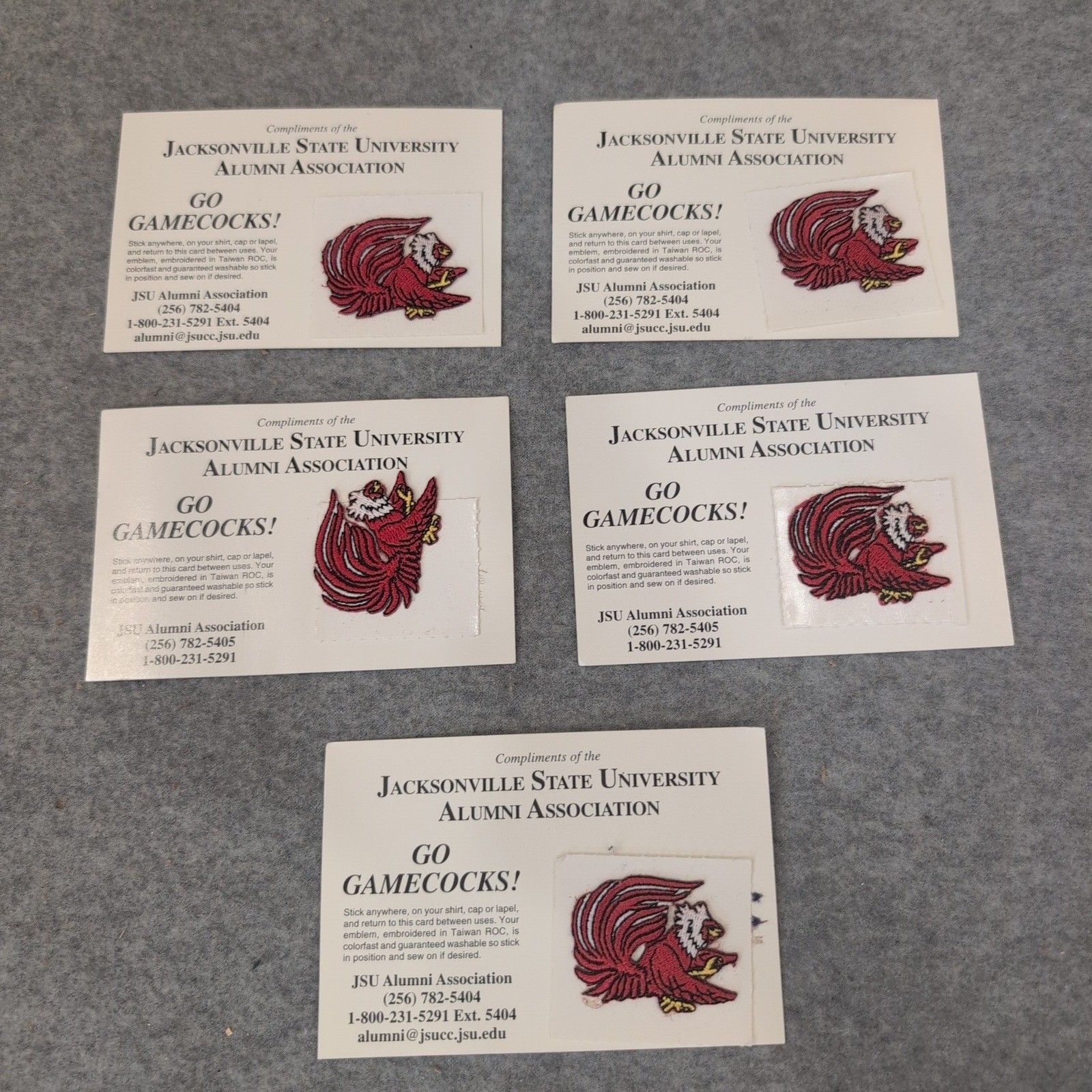 Jacksonville State University JSU Gamecocks Embroidered Patches Lot of 5 Vintage