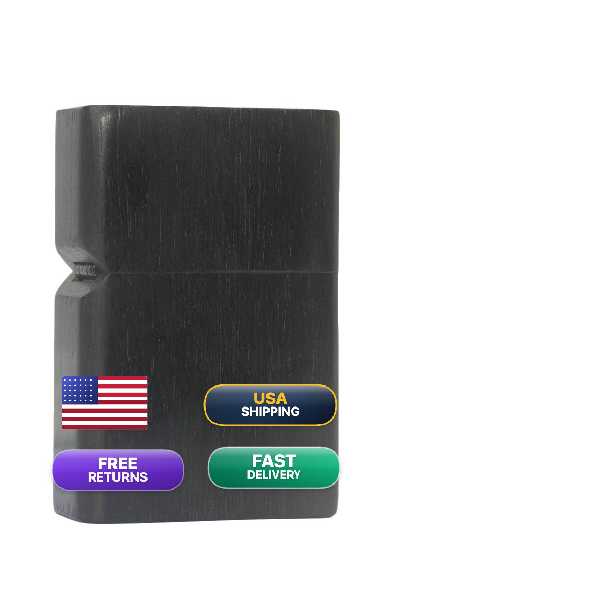 Generic Natural Ebony Black Wood Carved Lighter Shell For Zippo Module Uncarved