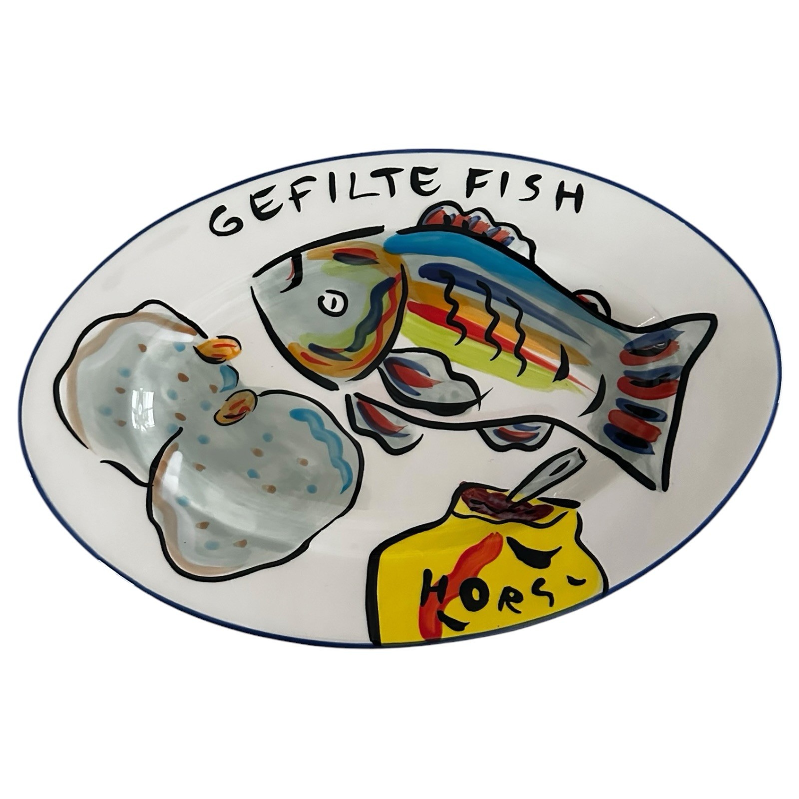 Avivi Judaica Imports Gefilte Fish Oval Serving Plate, David Heger 2005