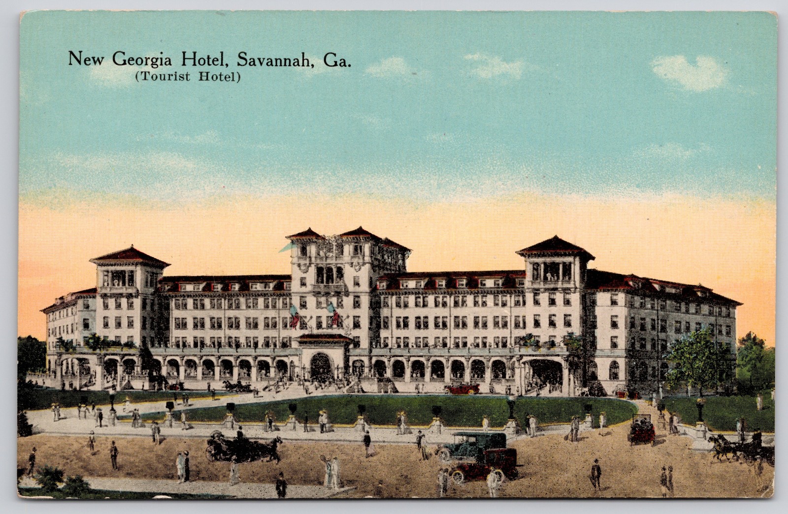 Savannah Georgia GA New Georgia Tourist Hotel Illustration Postcard c1910s