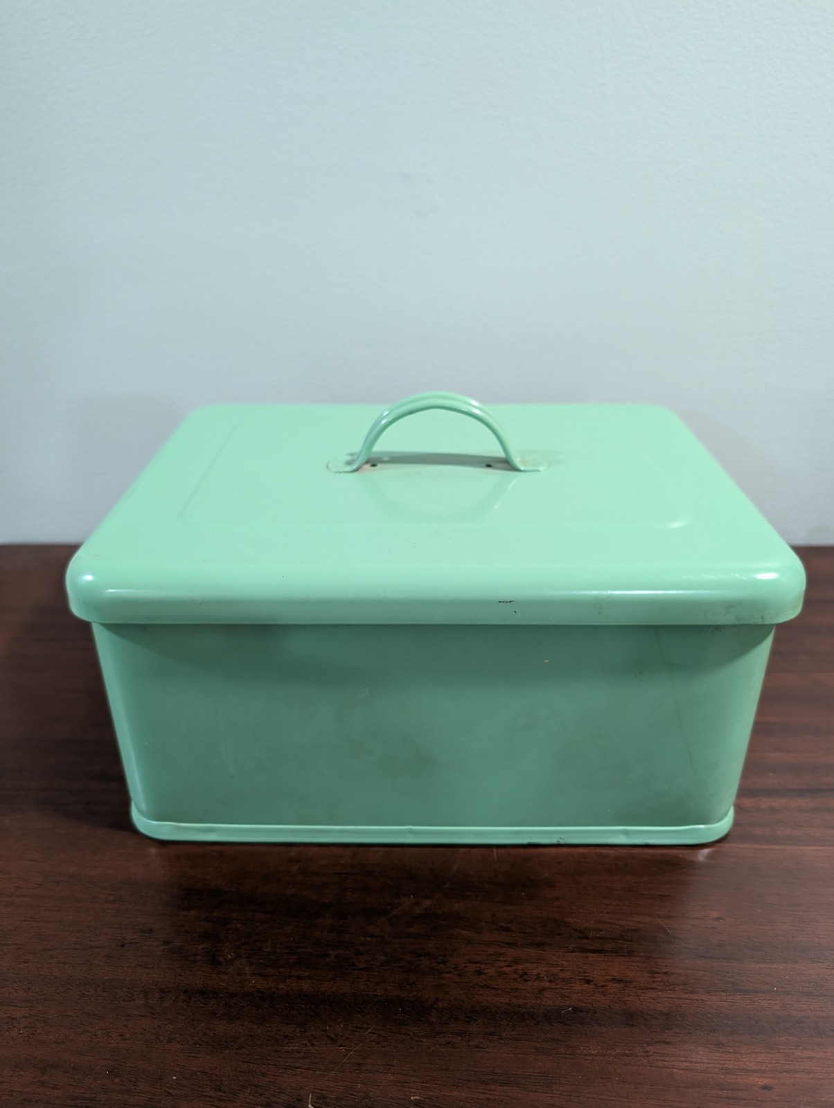 Vintage Mint Green Metal Bread Box Bin Made in Britain Retro Kitchenalia Tin
