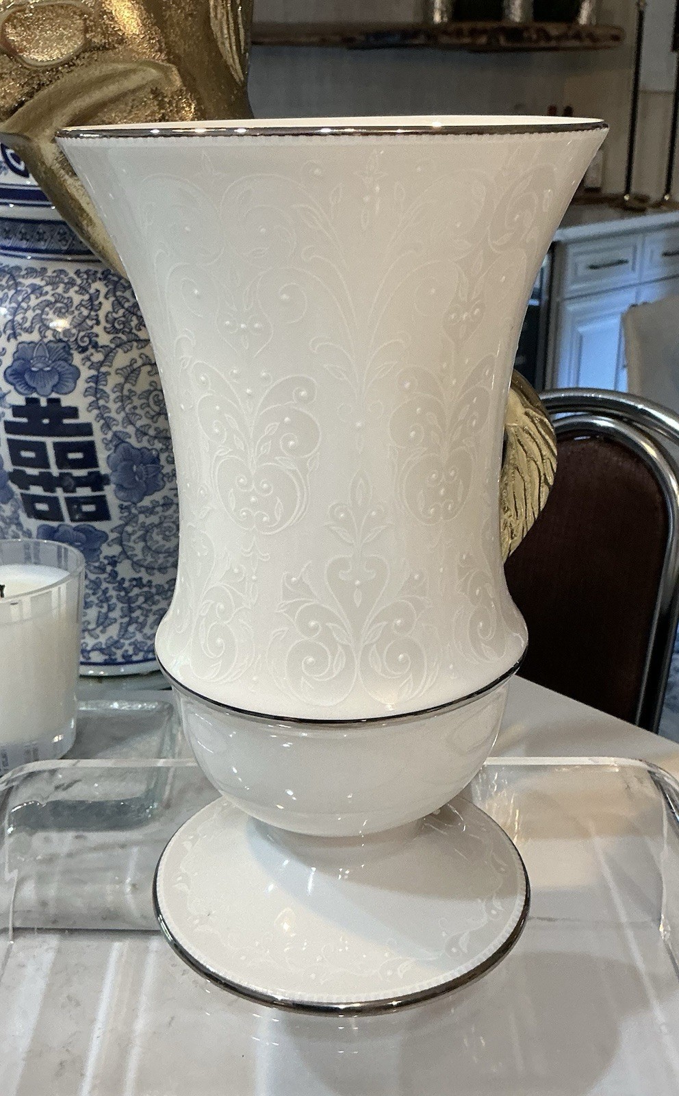 NWOT Lenox Wedding Promises Opal Innocence Large Vase PRISTINE CONDITION