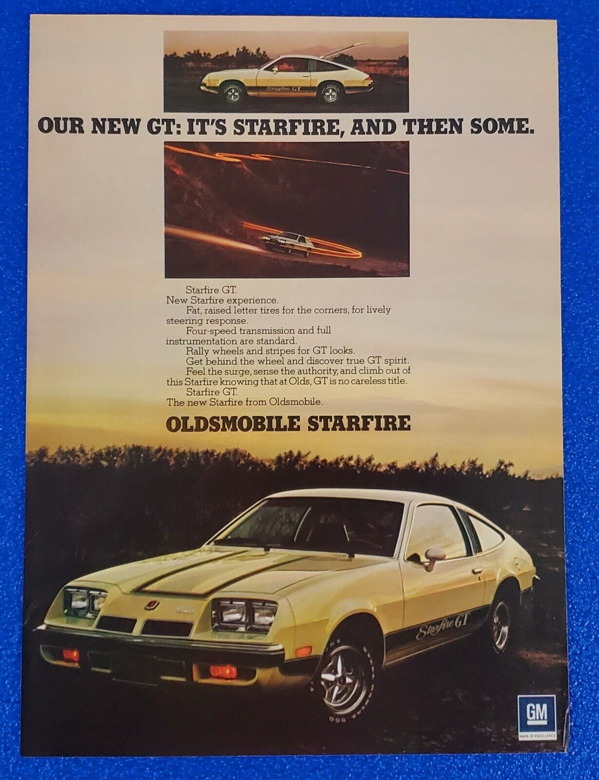 1975 OLDSMOBILE STARFIRE GT 4-SPEED ORIGINAL COLOR PRINT AD  OLDS