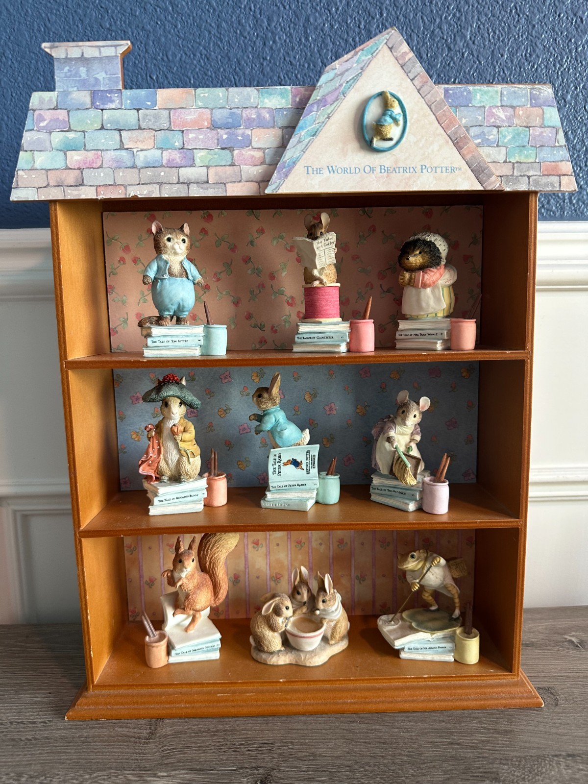 Beatrix Potter figurine set with display stand