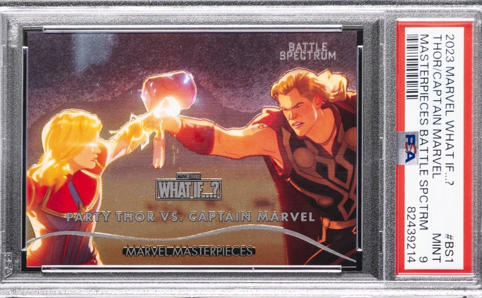 2023 THOR VS. CAPTAIN MARVEL PSA 9 UPPER DECK MARVEL WHAT IF ? MASTERPIECES #BS1 2023 THOR VS. CAPTAIN MARVEL PSA 9 UPPER DECK MARVEL WHAT IF ? MASTERPIECES #BS1