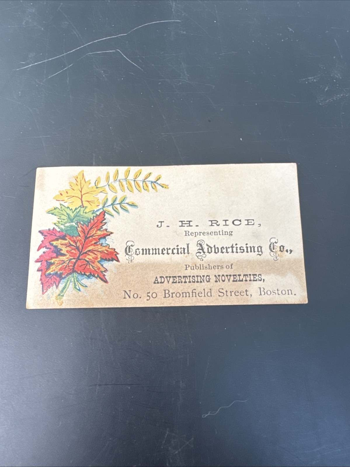 J. H. Rice Trade Card-Advertising-Boston, MA.  X195