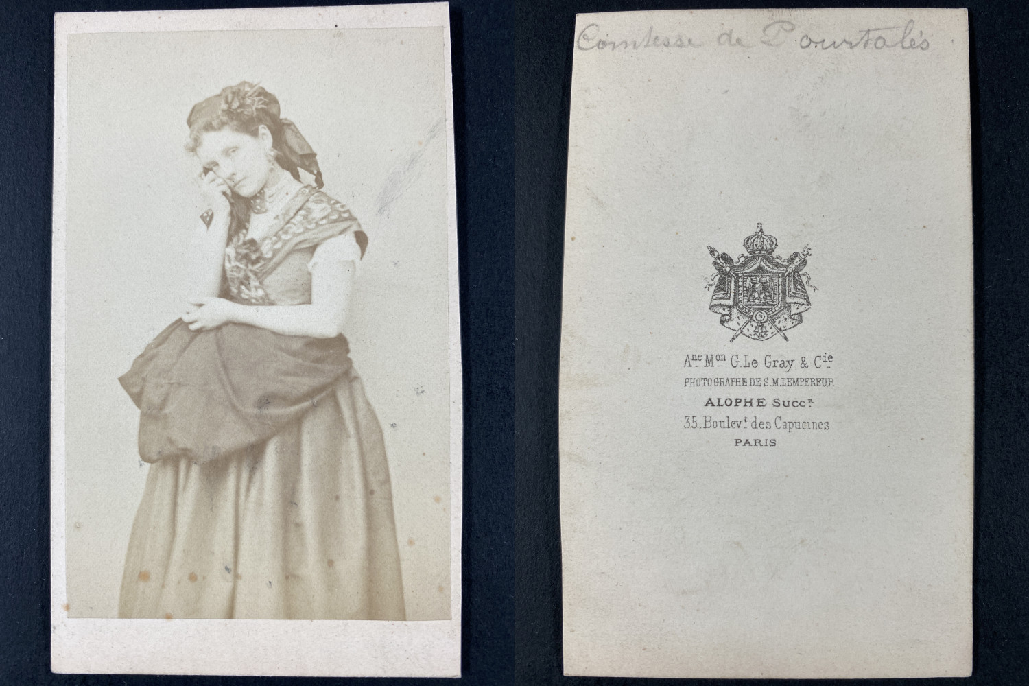 Alophe, Paris, Comtesse Mélanie de Pourtalès vintage cdv albumen print print print print print 