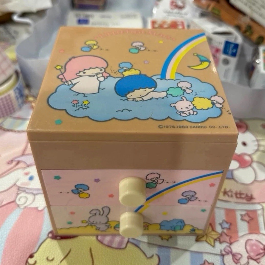 Sanrio Vintage 1983 Little Twin Stars Kiki & Lala Trinket Box w/ Lid READ DESC