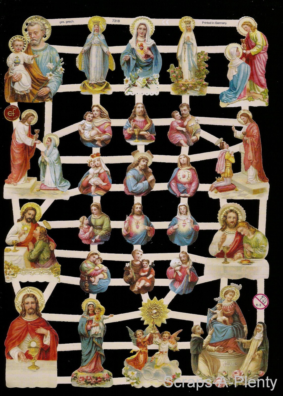 German Embossed Vintage Style Scrap Die Cut- Easter Christmas Jesus Maria EF7318