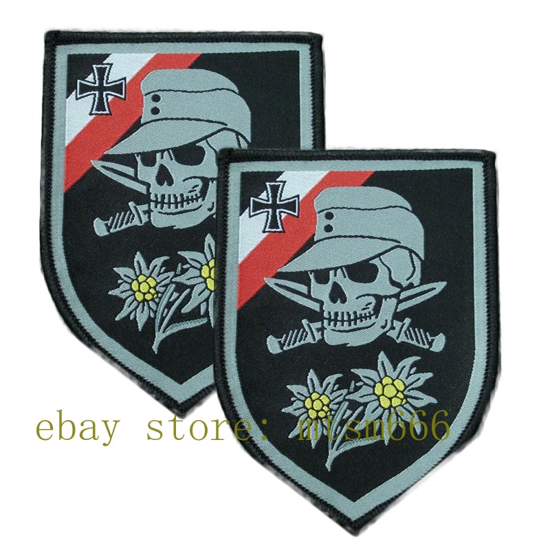 2pcs WW2 World War 2 German Skull Cross Edelweiss 3.75\