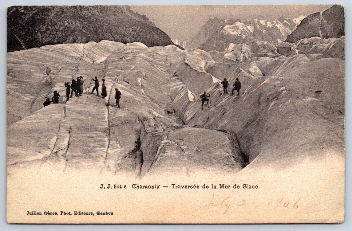 Antique France Postcard CHAMONIX Mer de Glace Glacier Alps 1906