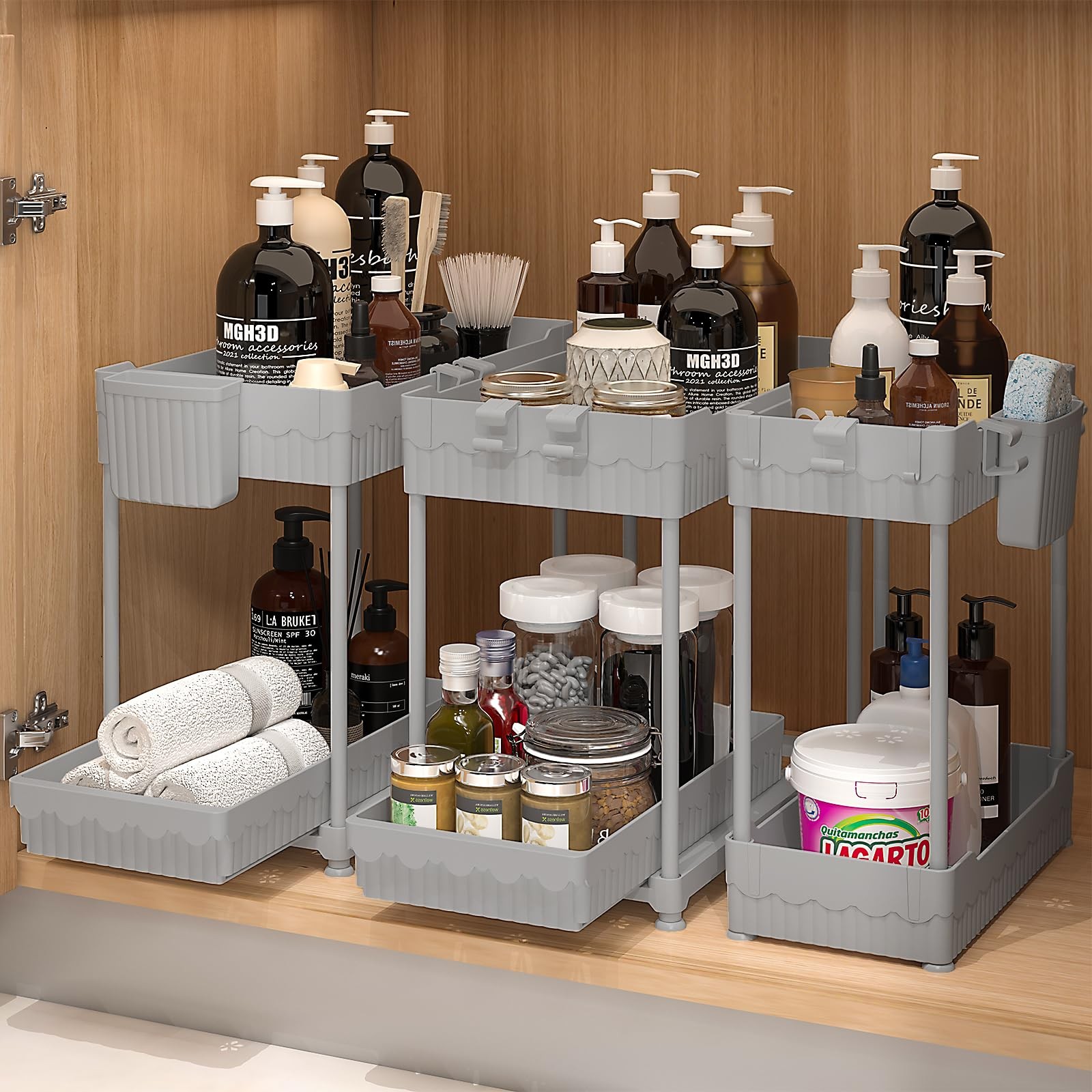 Sevenblue 3 Pack Under Sink Organizers, 2-Tier Multi-Use Kitchen And Bathroom Sevenblue 3 Pack Under Sink Organizers, 2-Tier Multi-Use Kitchen And Bathroom
