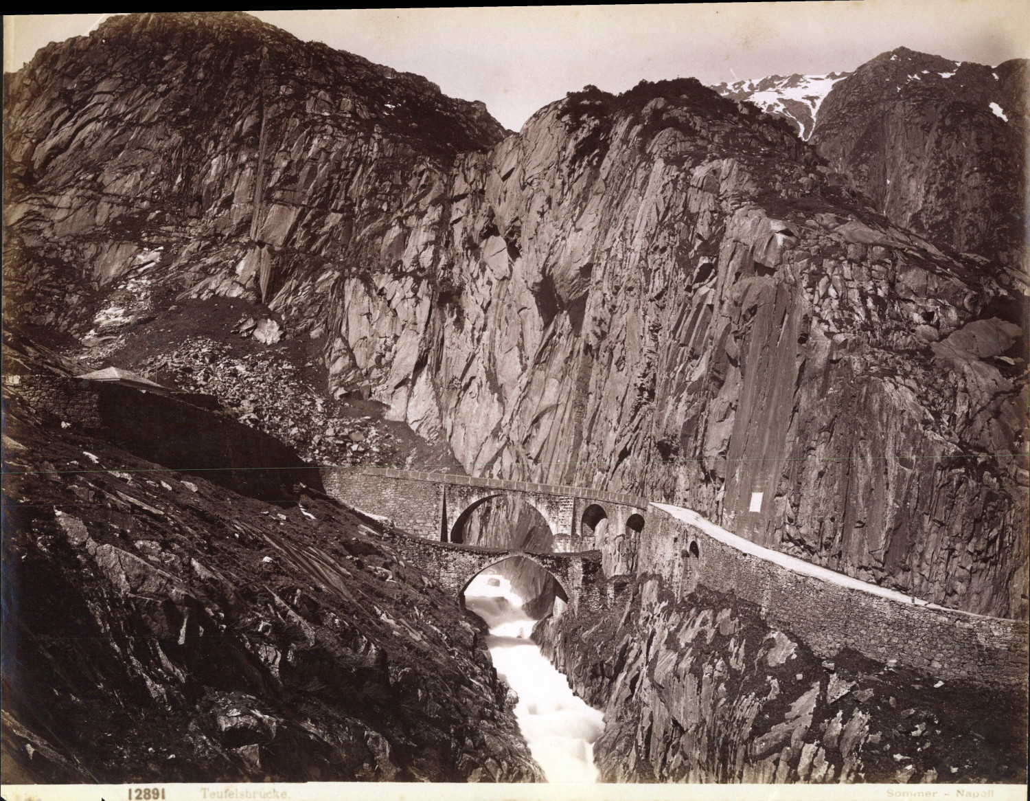 Switzerland, St. Gothard, Pont du diable, vintage print, ca.1880 summer vintage print