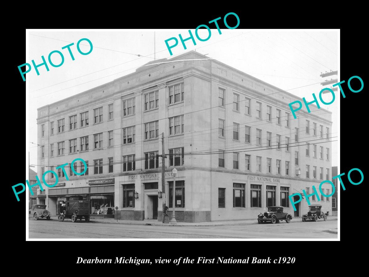 Dearborn Michigan View Of First National Bank C1920 Large Historic Old Photo