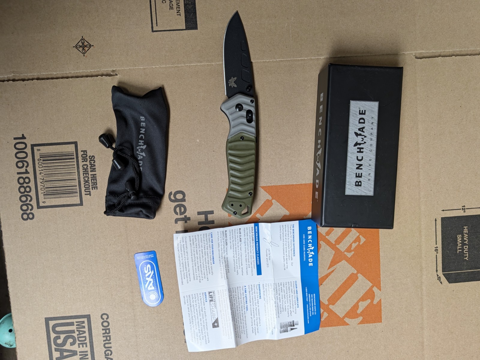 Benchmade 593BK PSK Gray & OD Green G10 CPM-Magnacut Folding Blade New With Box