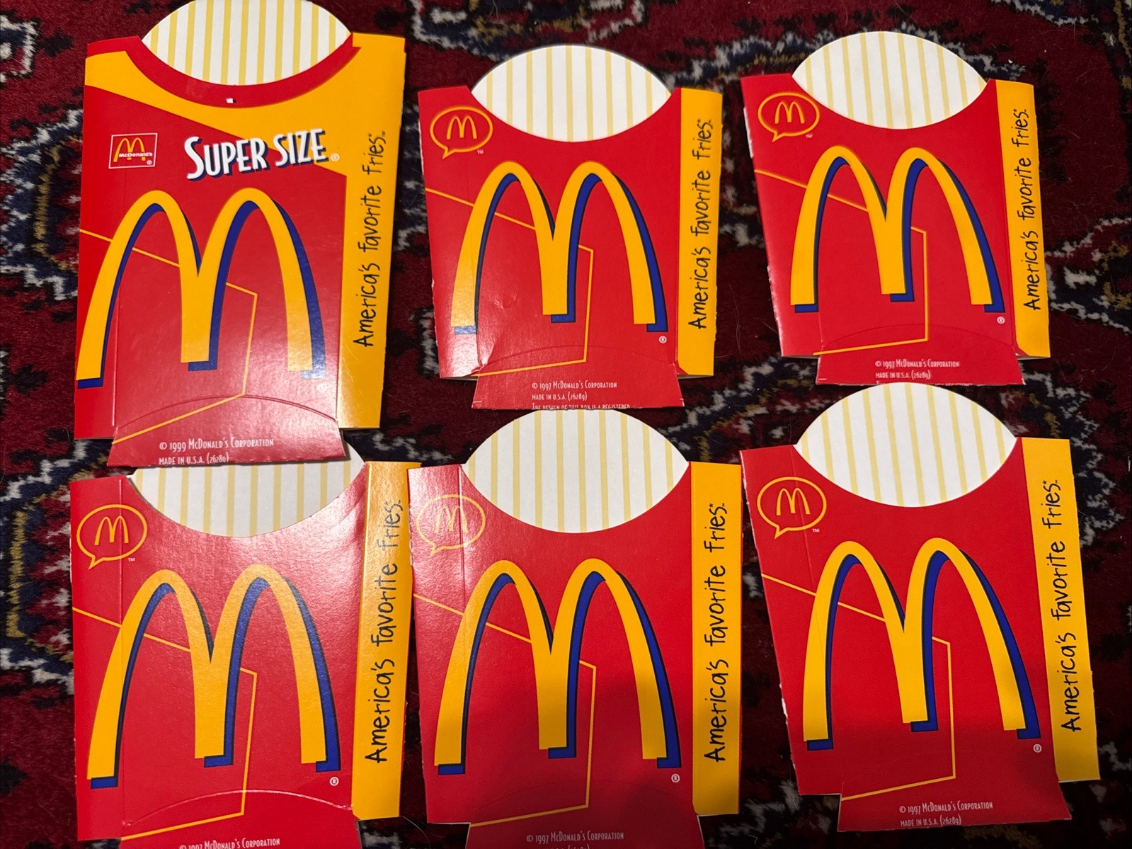 5 McDonald\'s Large French Fries + 1 Supersize Fries Holder 1997 - 99