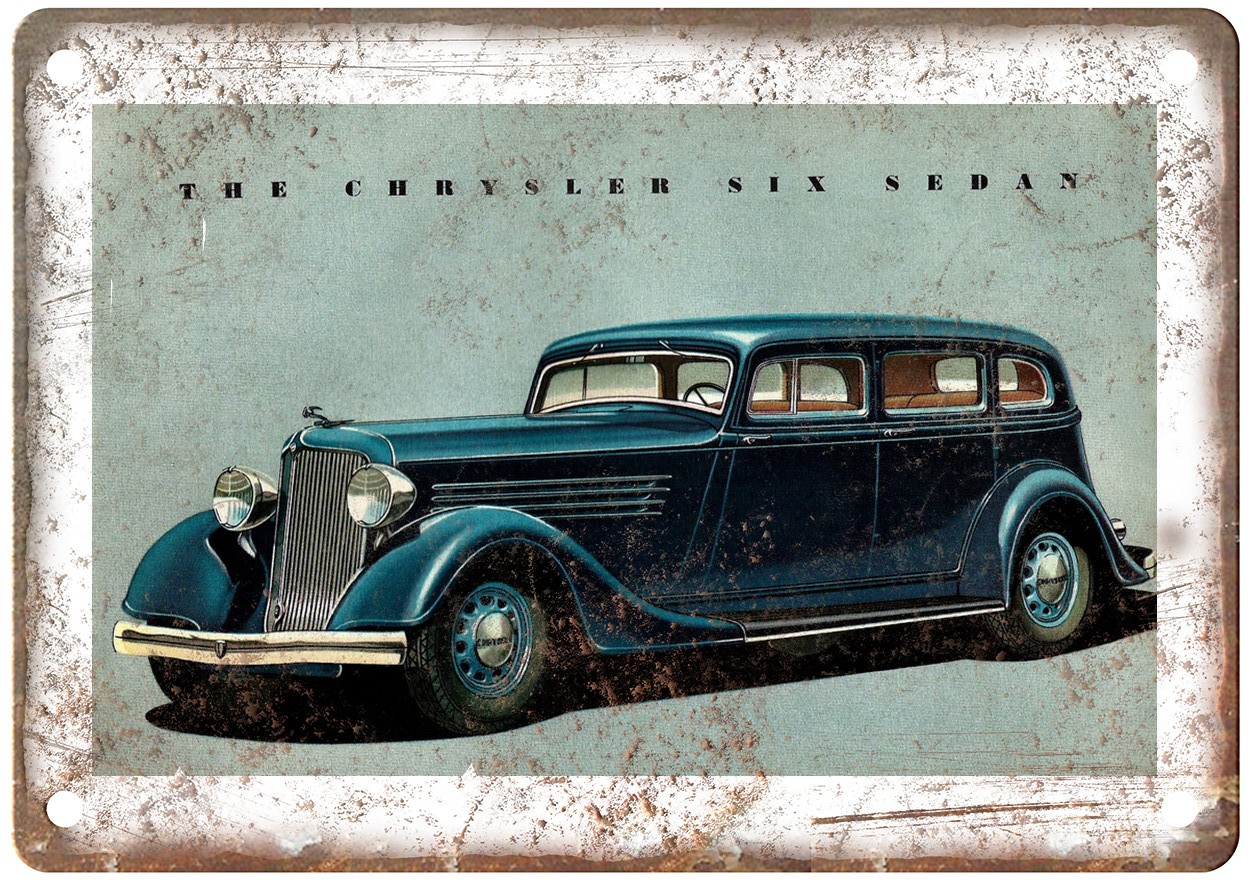 1934 Chrysler Six Vintage Auto Ad Retro Look Metal Sign AM5547