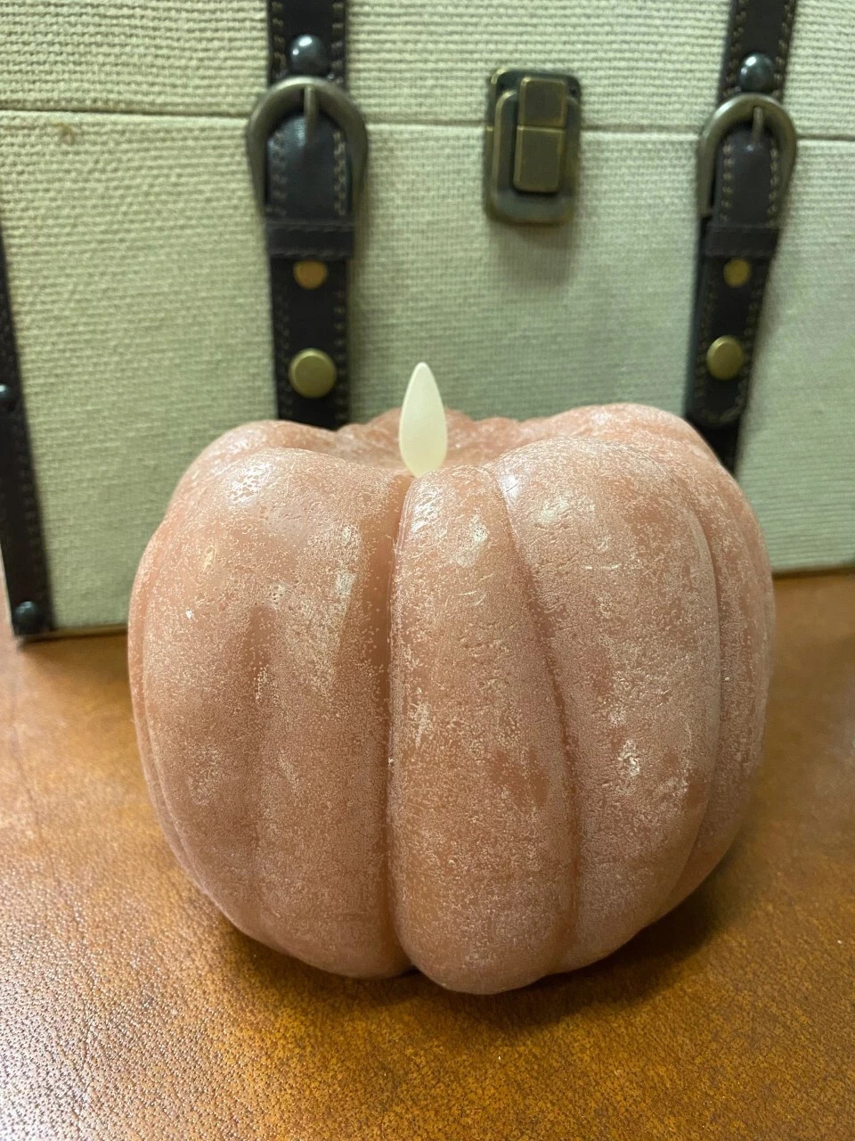 NEW Pottery Barn Premium Flickering Flameless Wax Pumpkin Candle Terra Cotta NWT