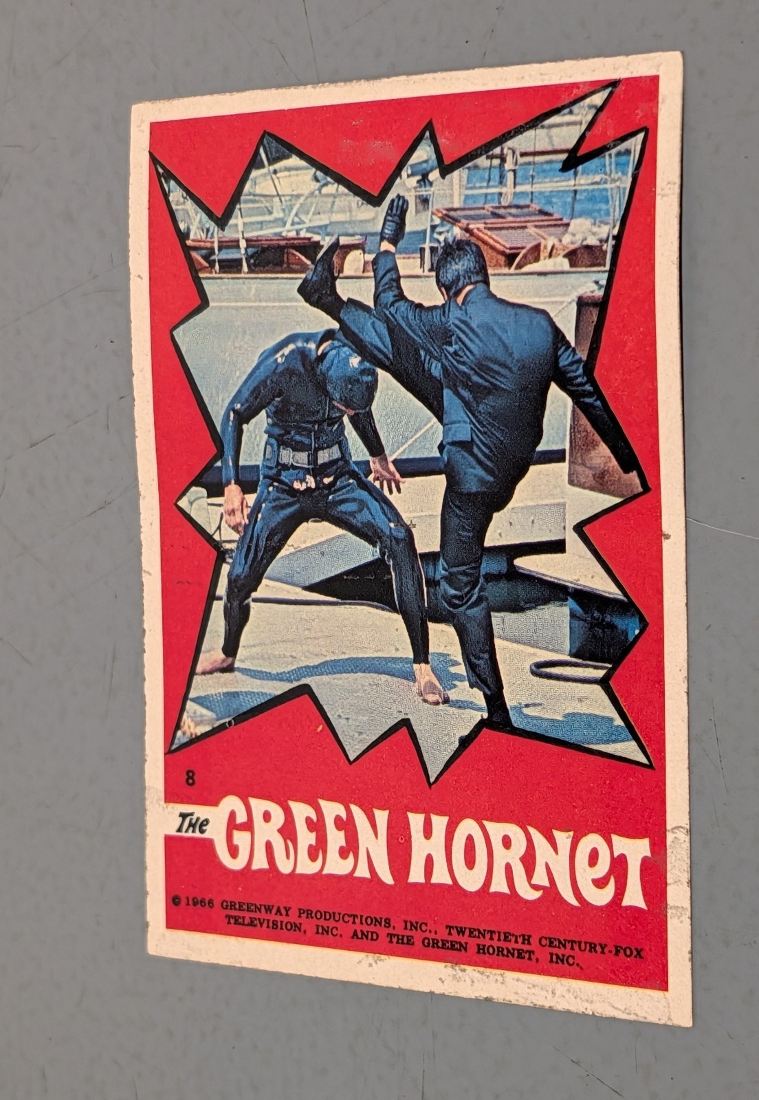 1966 Topps Green Hornet Sticker #8 VG Green Hornet Kato (Bruce Lee) Vintage