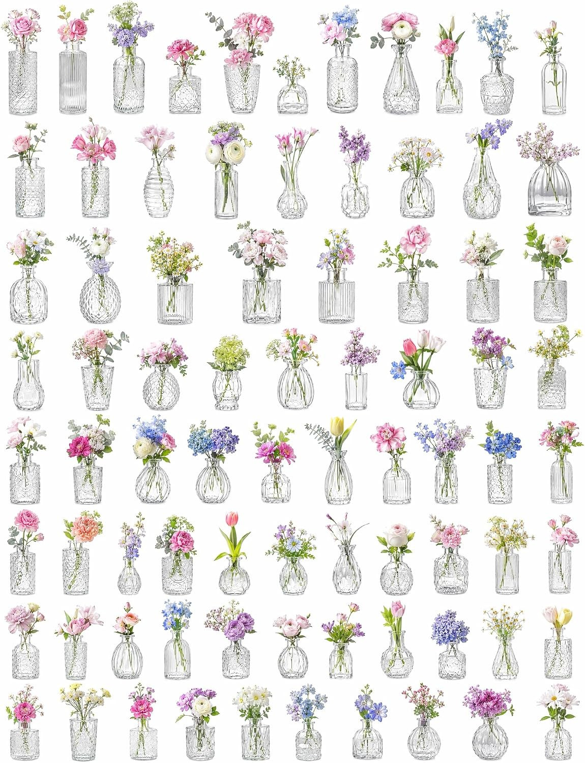 84 PCS Clear Glass Bud Vases Small Vintage Centerpieces