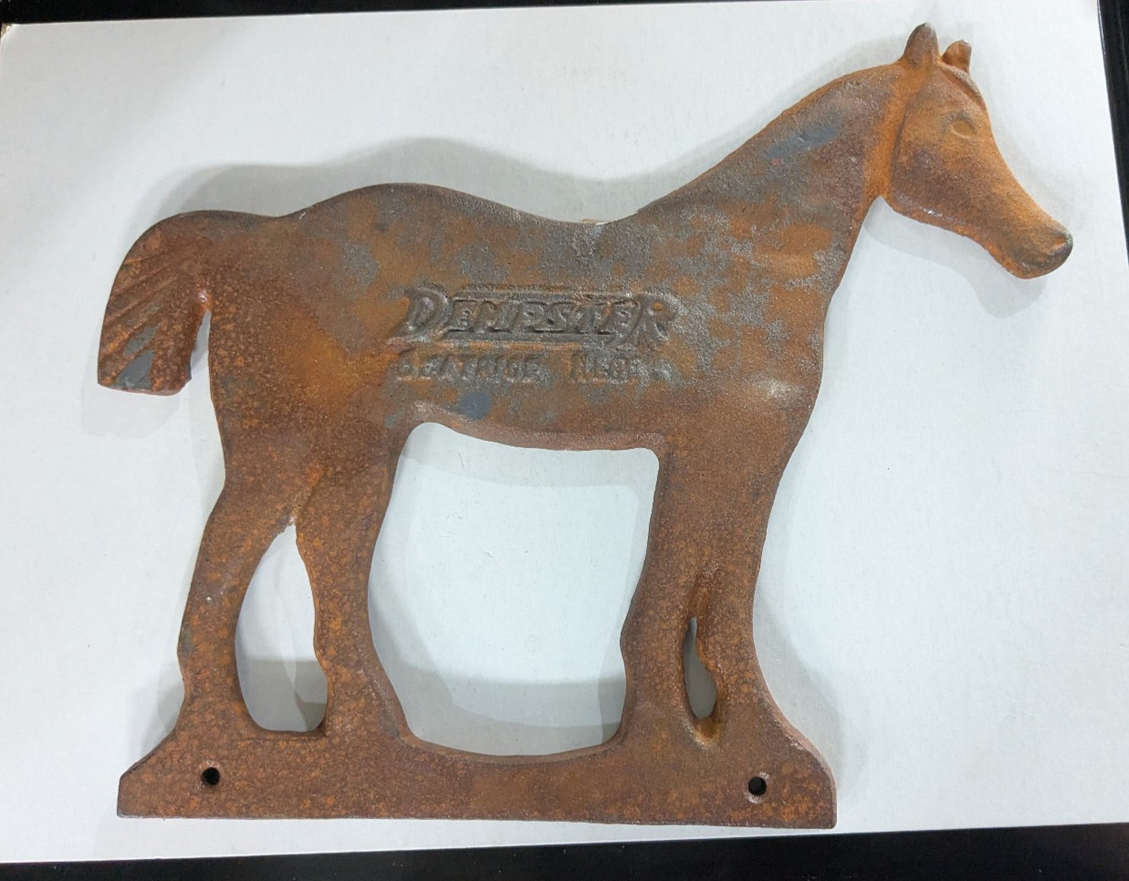 Vintage Metal Cast Iron Horse Windmill Weight Dempster Beatrice Nebraska RARE