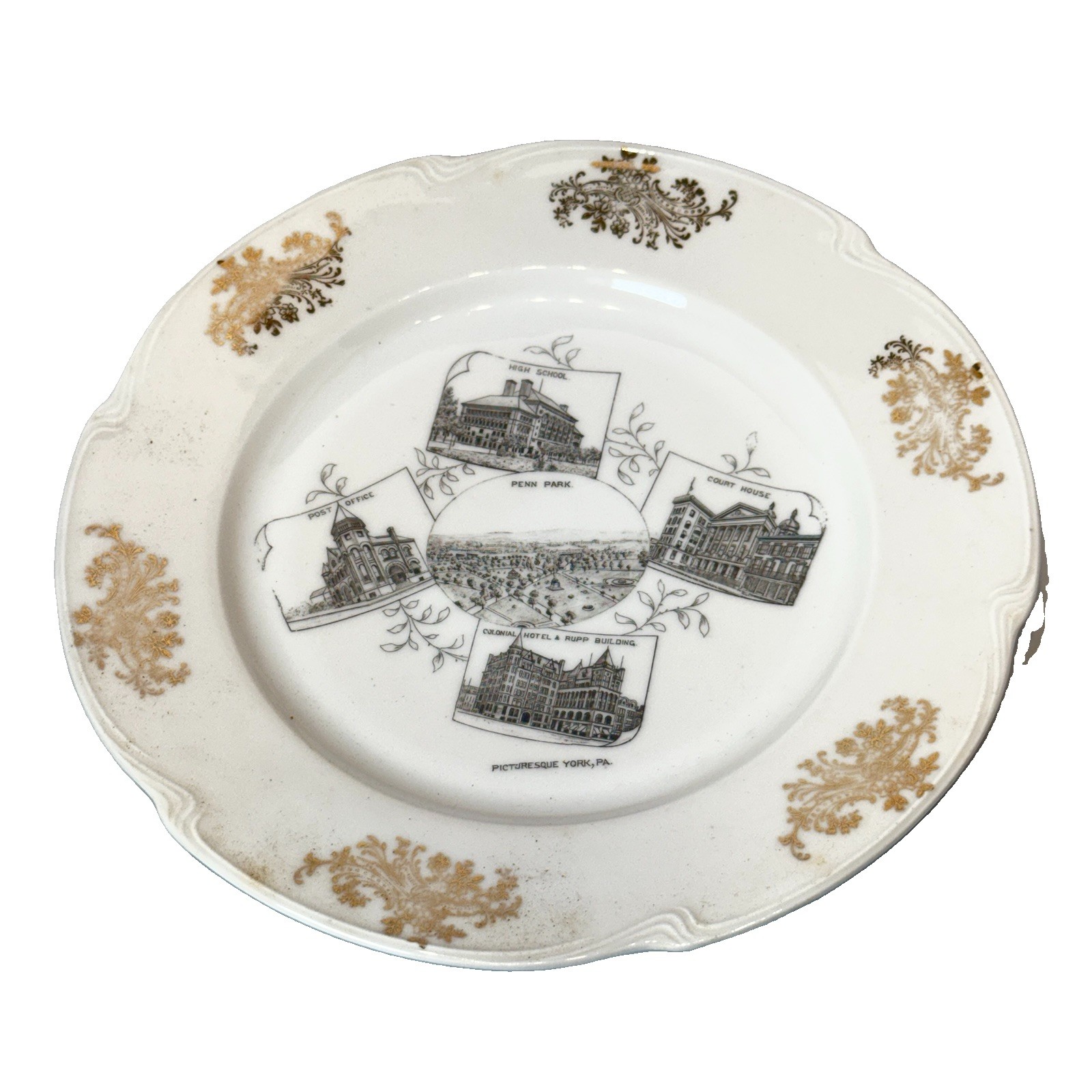 YORK Pennsylvania PA Antique PENN PARK COLONIAL HOTEL RUPP Souvenir PLATE YORK Pennsylvania PA Antique PENN PARK COLONIAL HOTEL RUPP Souvenir PLATE