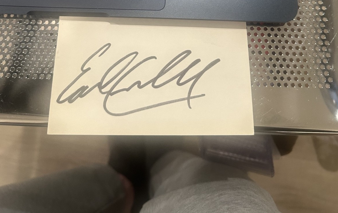 EARL CAMBELL signed 3x5 index card in black sharpie HOUSTON OILERS EARL CAMBELL signed 3x5 index card in black sharpie HOUSTON OILERS