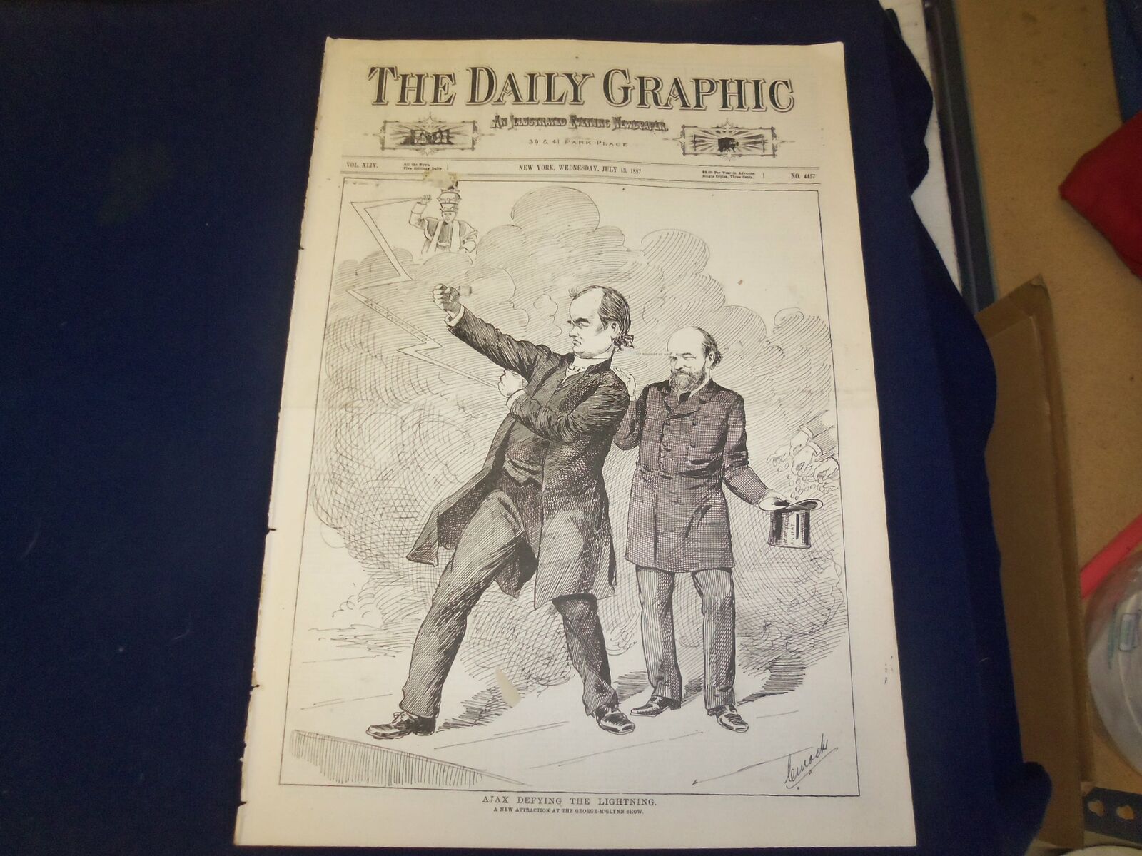 1887 JULY 13 THE DAILY GRAPHIC NEWSPAPER - AJAX DEFYING THE LIGHTNING - NT 7659